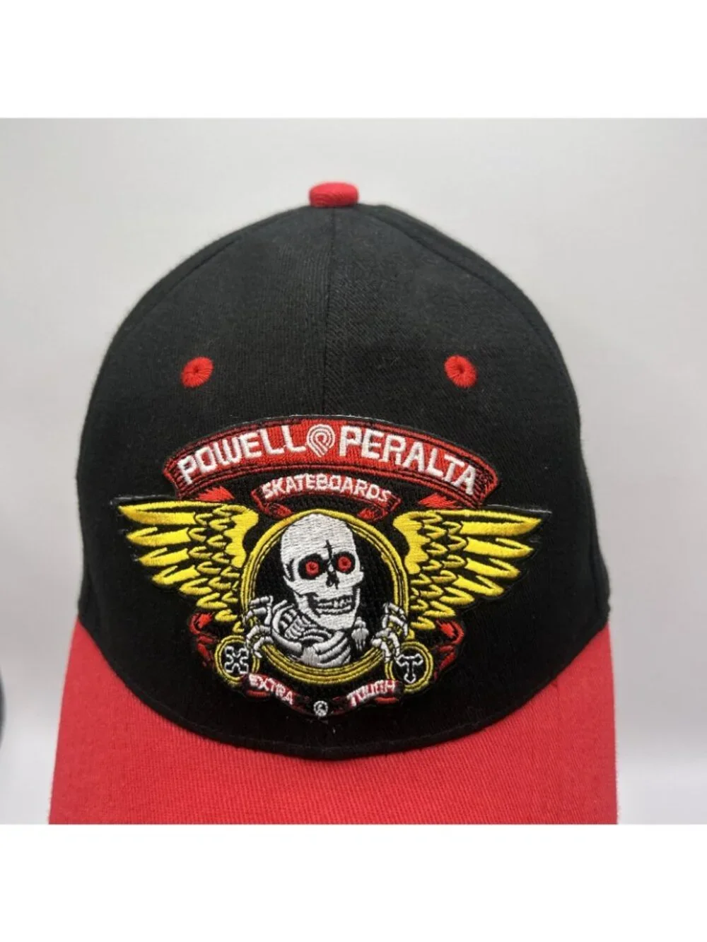 Powell Peralta Winged Ripper Red Black Skateboarding Hat Skeleton Vintage Skate